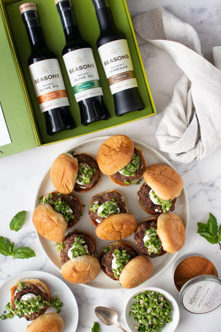 Lamb Sliders with Pesto Pea Salsa 