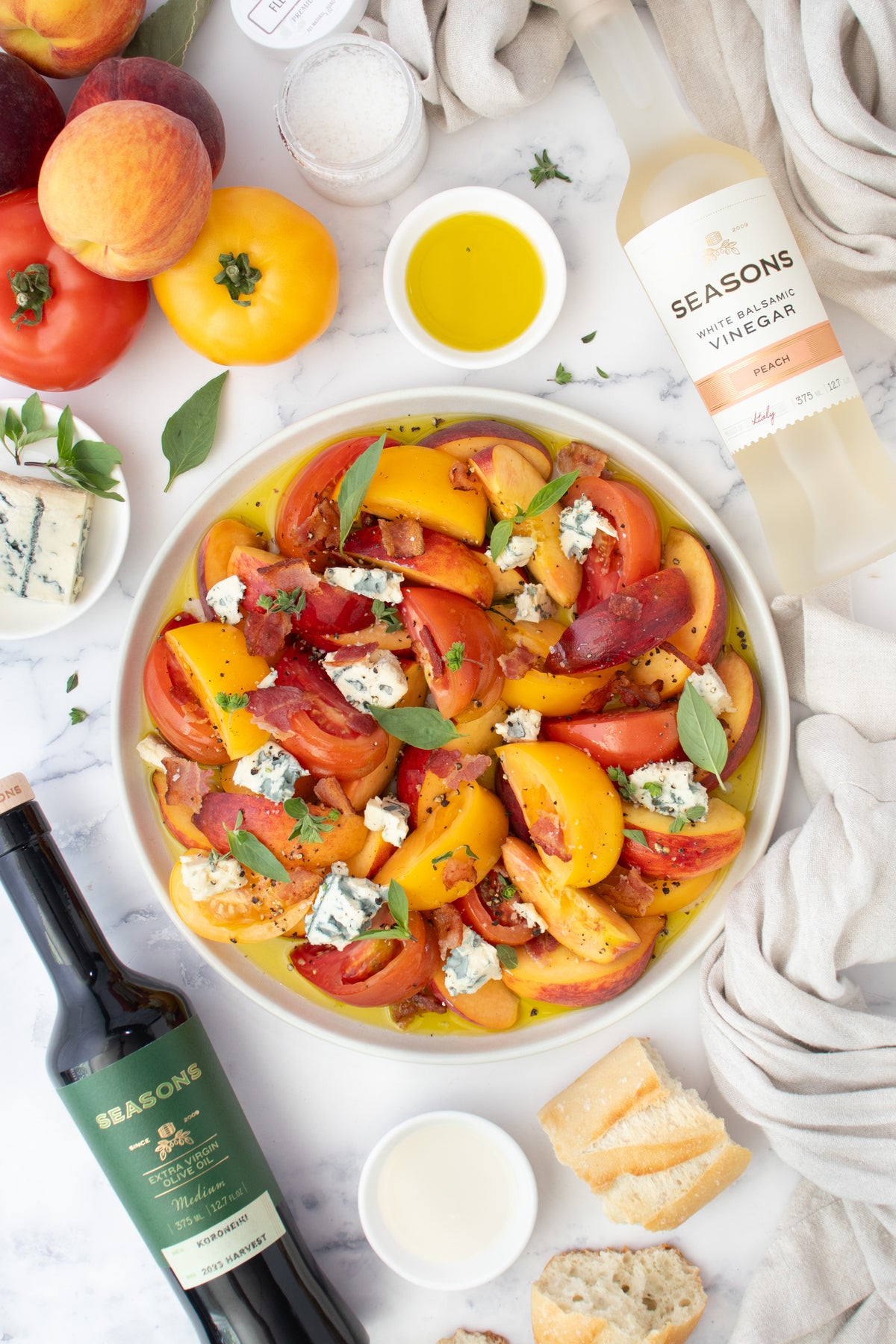 Tomato, Peach, Bacon & Blue Cheese Salad