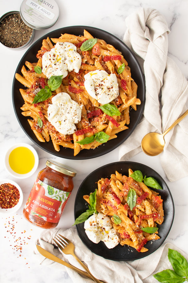 Spicy Creamy Caprese Pasta