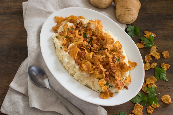 Herb Mashed Potatoes with Crispy Bacon Topping