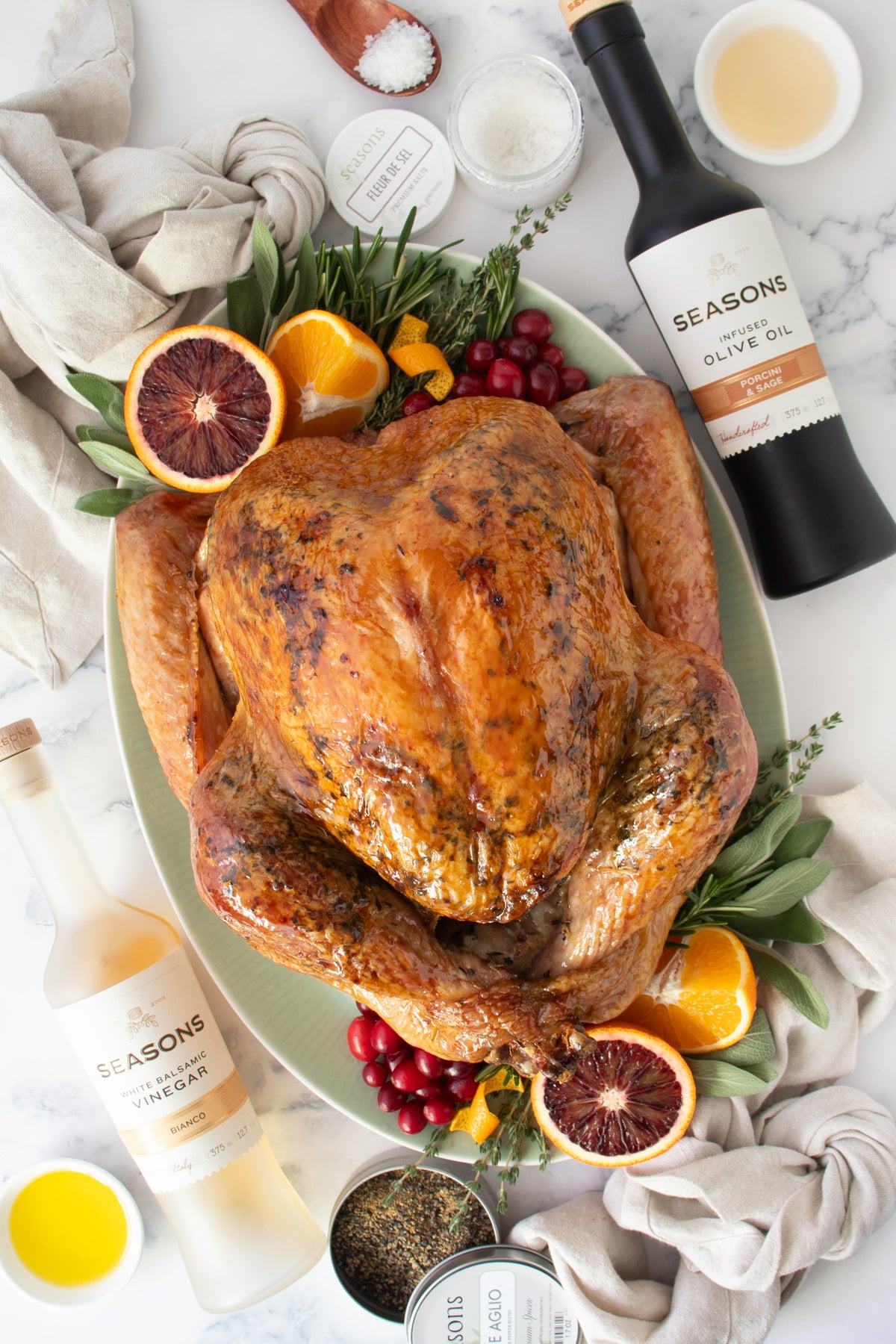 Porcini Olive Oil, Herb & White Balsamic Glazed Turkey