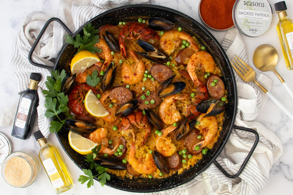 Valencian Paella with Seafood and Chorizo