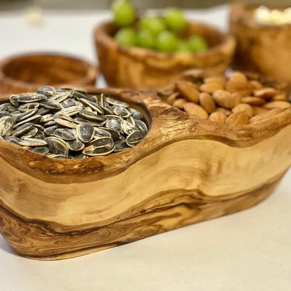 Seasons Olive Oil & Vinegar Rustic Olive Wood Nut Bowl